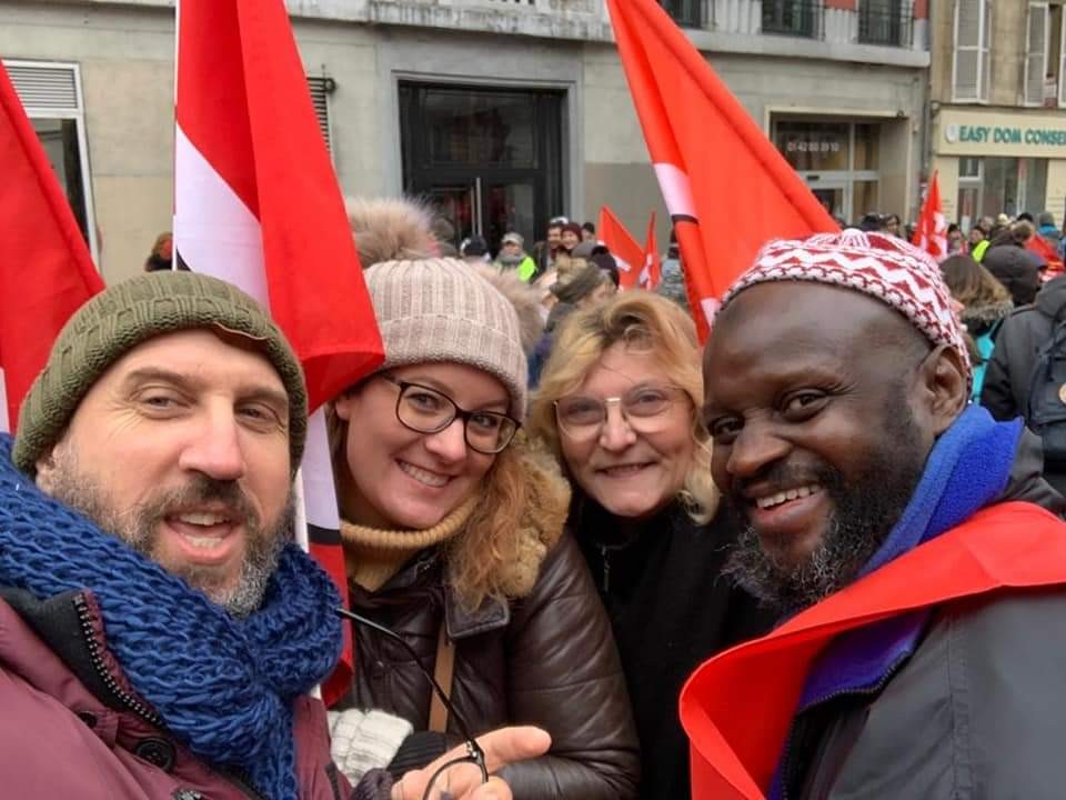 Enrico, Aurore, Sandrine et Amadou en manif - retraite 2019