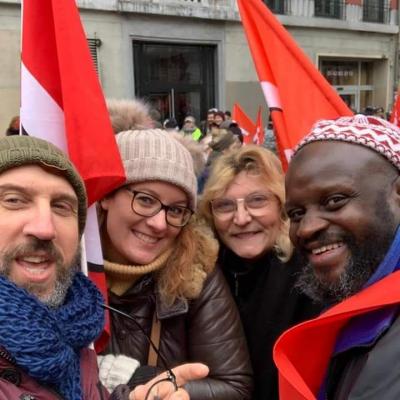 Enrico, Aurore, Sandrine et Amadou en manif - retraite 2019